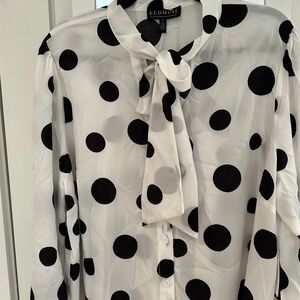 Eloquii Monochrome Polka Dot Blouse